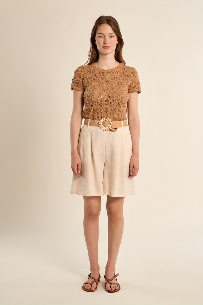 Raffia belt with beaded buckle