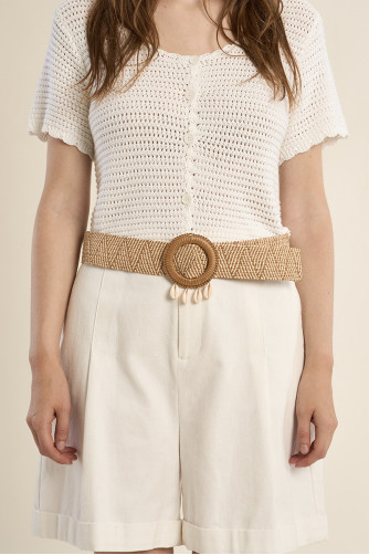 Ceinture en raphia avec boucle coquillages