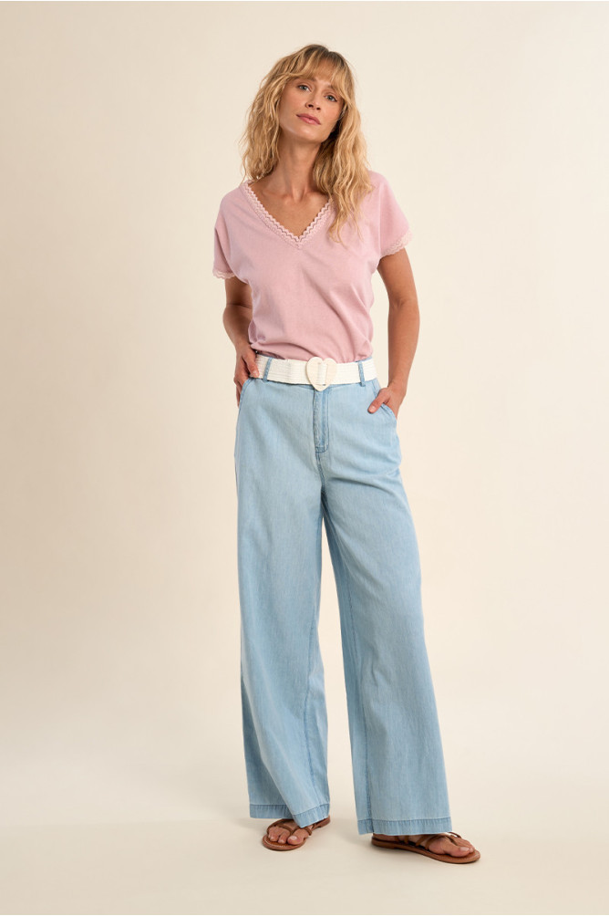 Wide braided belt with buckle