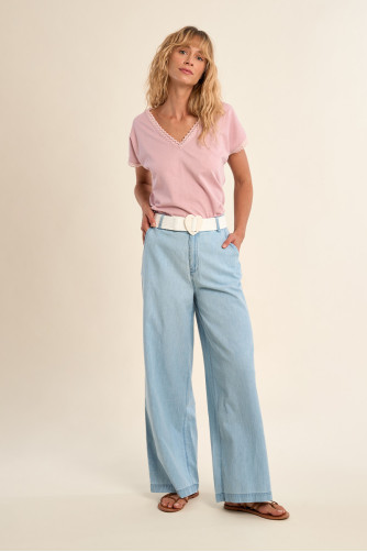 Wide braided belt with buckle