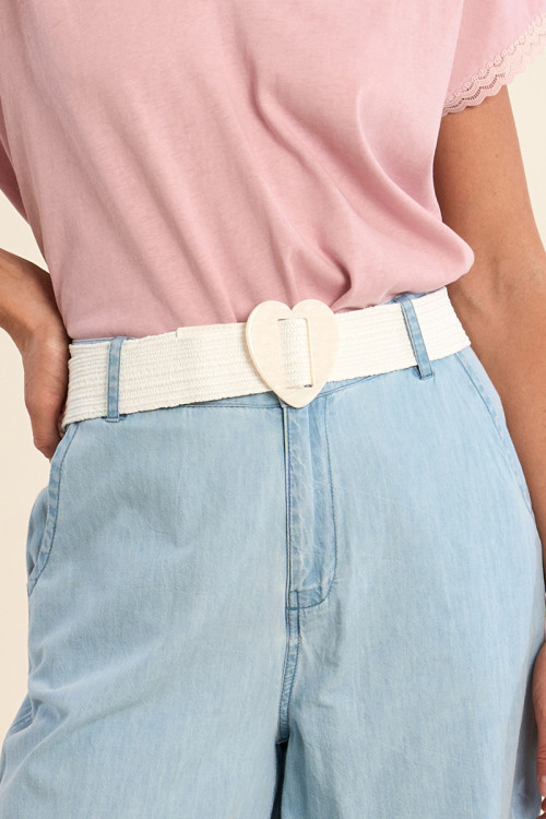Wide braided belt with buckle
