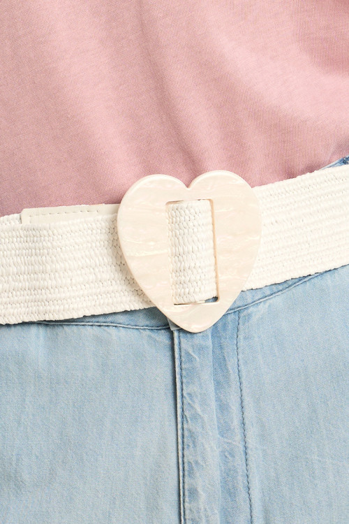 Wide braided belt with buckle