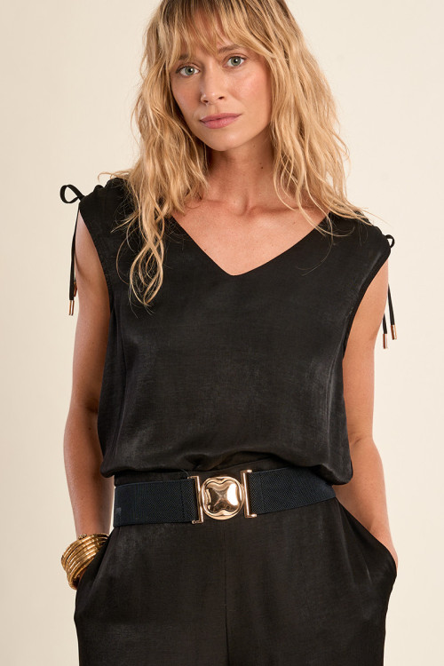 Wide braided clip-on belt