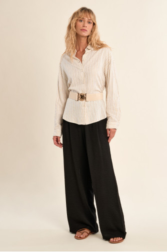 Wide braided clip-on belt