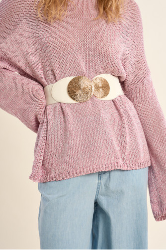 Faux leather belt with gold detail