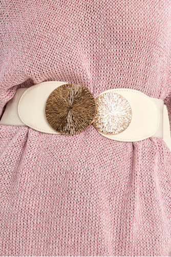 Faux leather belt with gold detail