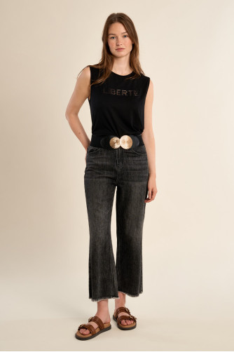 Ceinture en simili-cuir avec détail doré