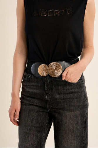 Ceinture en simili-cuir avec détail doré