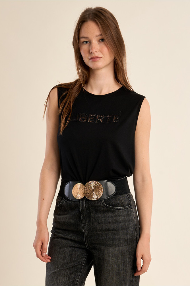 Ceinture en simili-cuir avec détail doré