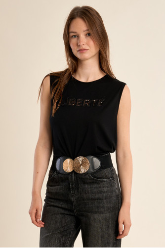 Ceinture en simili-cuir avec détail doré