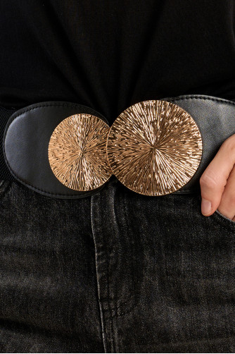 Ceinture en simili-cuir avec détail doré