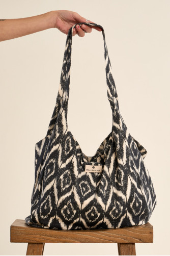 Bolso de mujer de tela, estampado rombos.