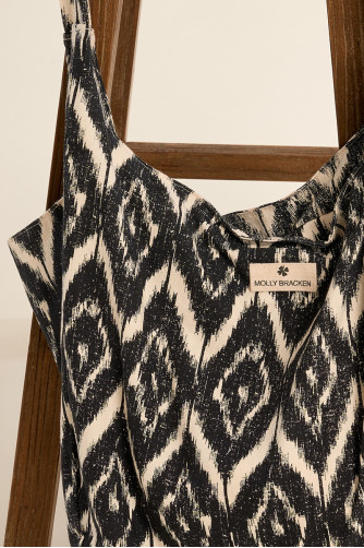 Bolso de mujer de tela, estampado rombos.