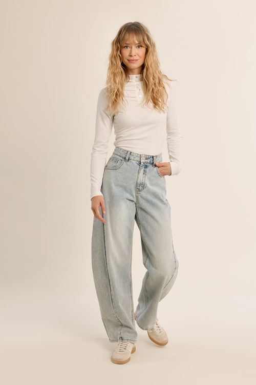 Pantalón de mujer vaquero, corte amplio "Balloon"