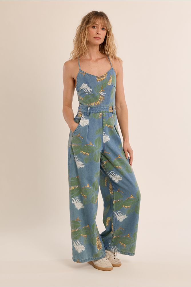 Combinaison en denim imprimée