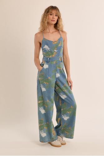 Combinaison en denim imprimée