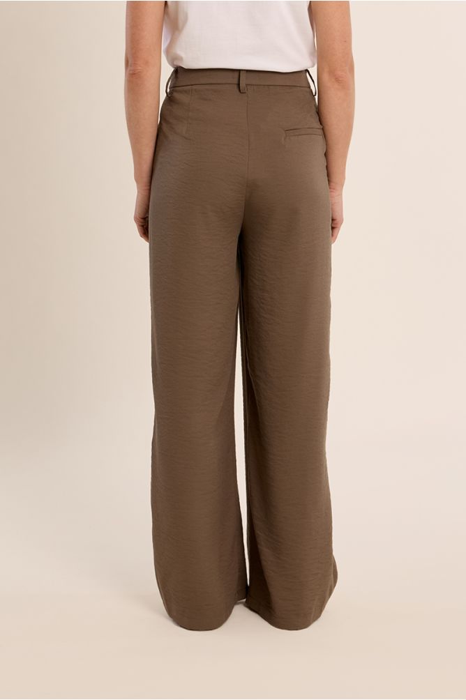 Pantalón de mujer largo, detalle pliegues.