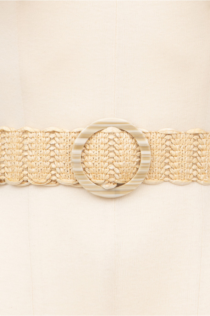 Ceinture en raphia avec boucle nacrée