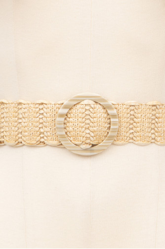 Ceinture en raphia avec boucle nacrée