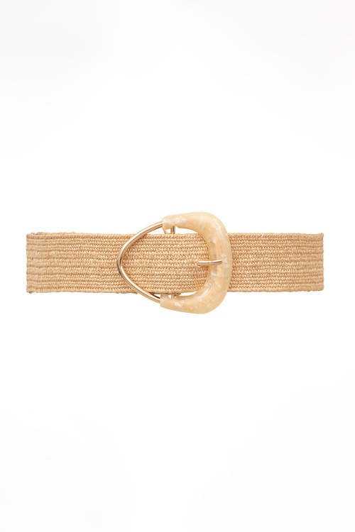 Ceinture en raphia avec boucle nacrée