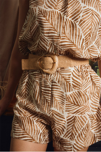 Ceinture en raphia avec boucle nacrée