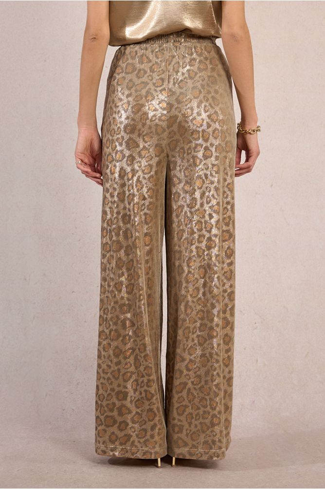 Pantalon fluide imprimé léopard, irisé