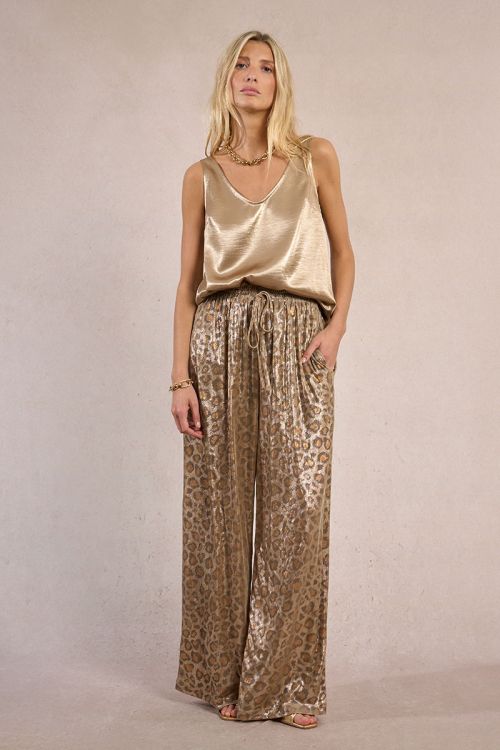 Pantalon fluide imprimé léopard, irisé