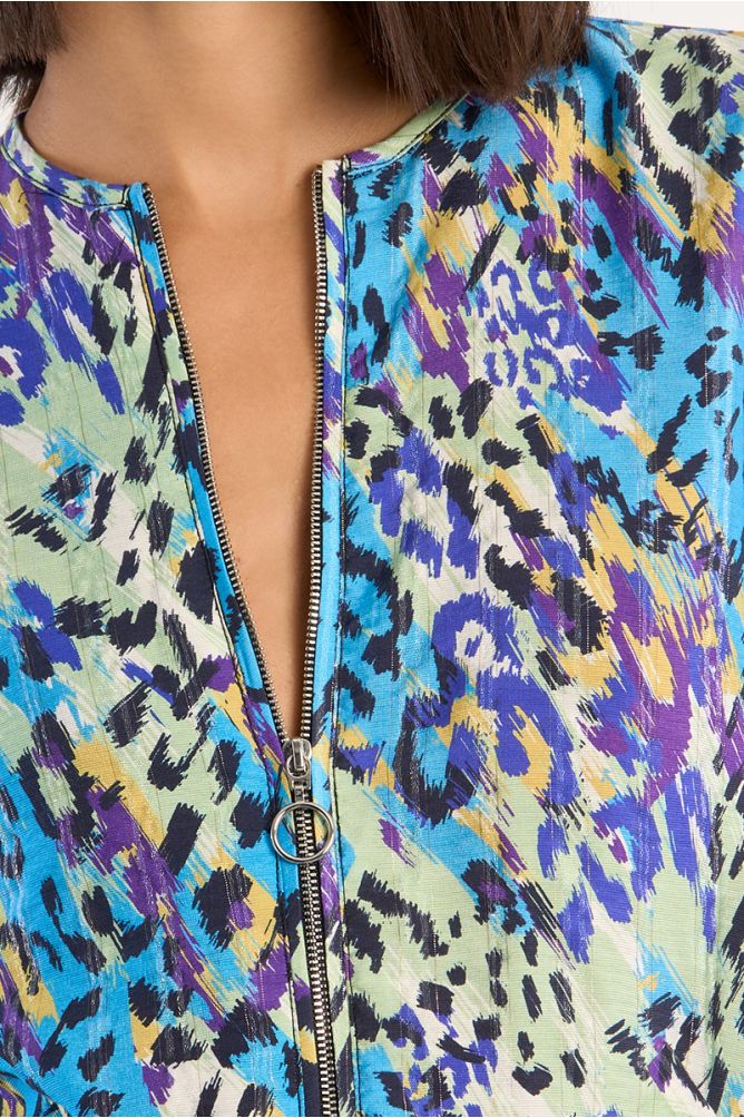 Casual bomber jacket with animal print