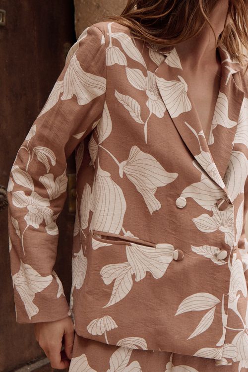 Blazer droit et court, imprimé