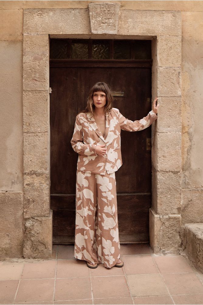 Pantalon large, imprimé