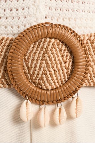Ceinture en raphia avec boucle coquillages
