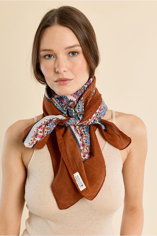 Large cotton scarf, printed