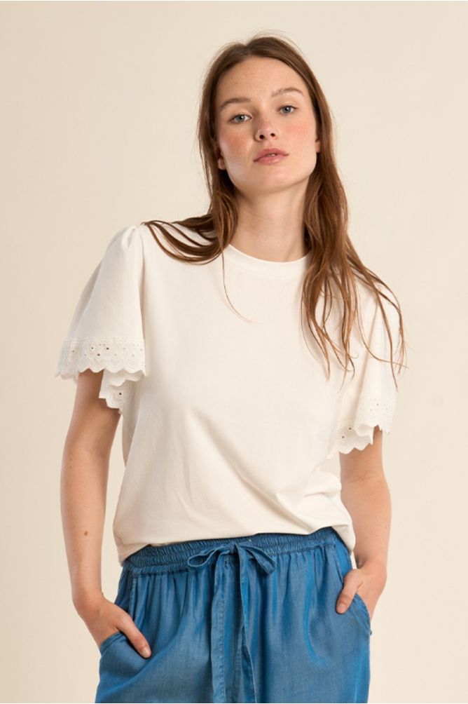 T-shirt en coton oversize, manches volantées