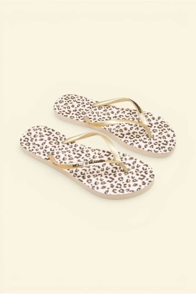 Leopard print flip-flops