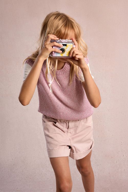 Jersey de niña de manga sisa, corte recto