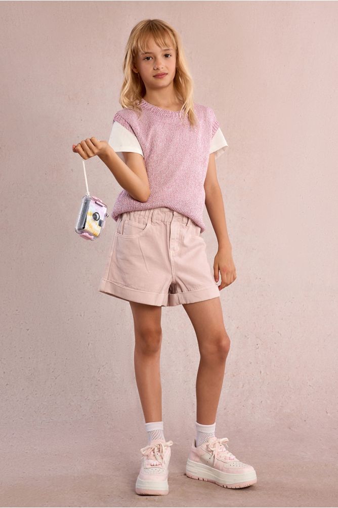 Jersey de niña de manga sisa, corte recto