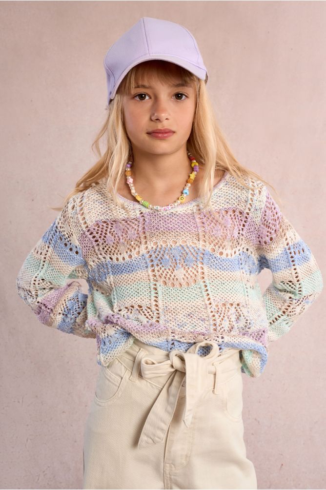 Jersey de niña de manga larga, corte recto