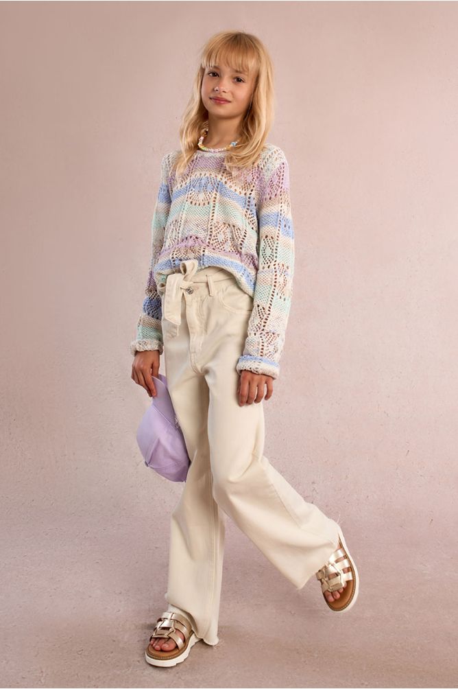 Jersey de niña de manga larga, corte recto