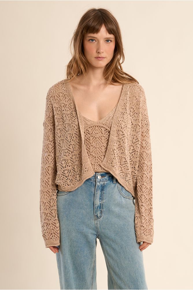 Openwork knit cardigan