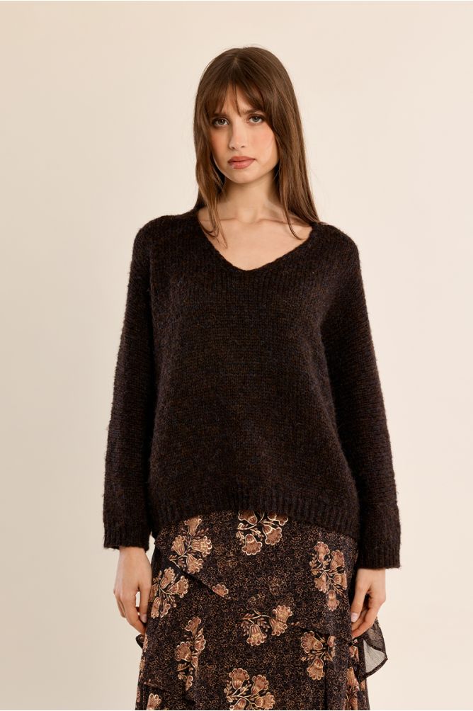 Pull en maille, col V