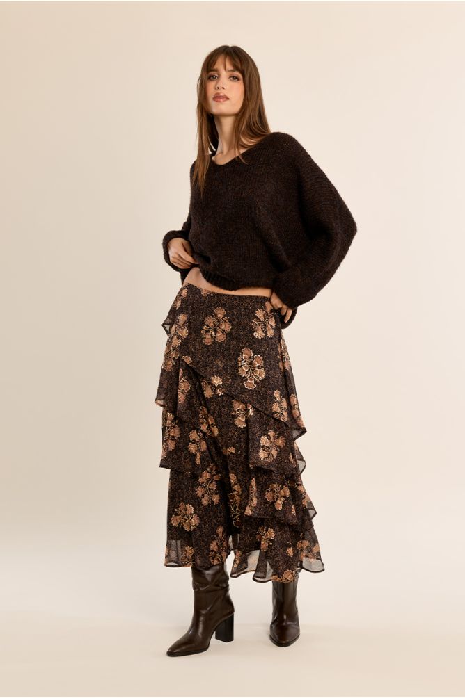 Knitted sweater, V-neck