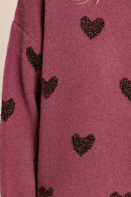 Knitted sweater, glittery hearts