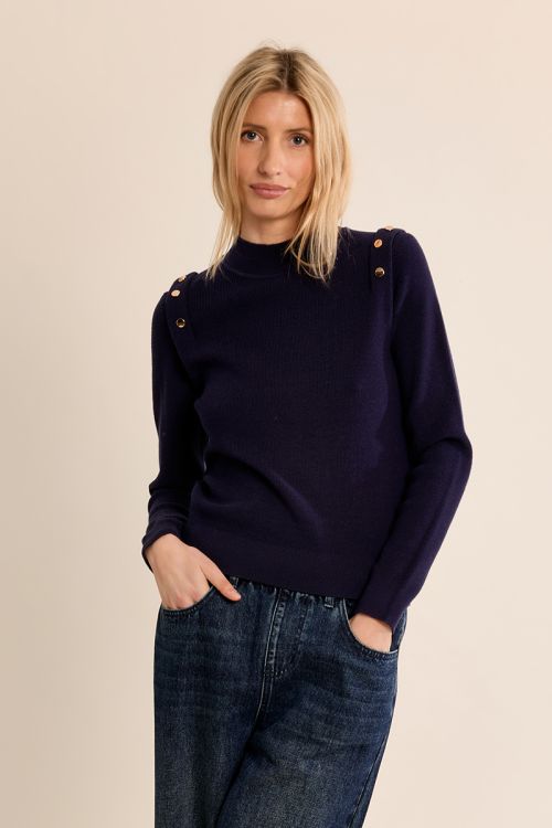 Thin sweater with high collar
