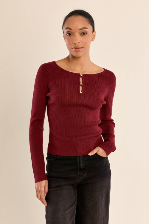 Fine ribbed sweater, fancy buttons