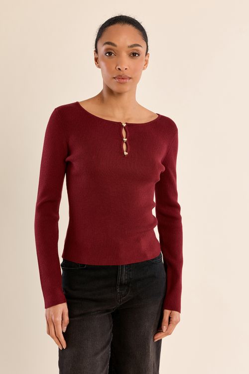 Fine ribbed sweater, fancy buttons