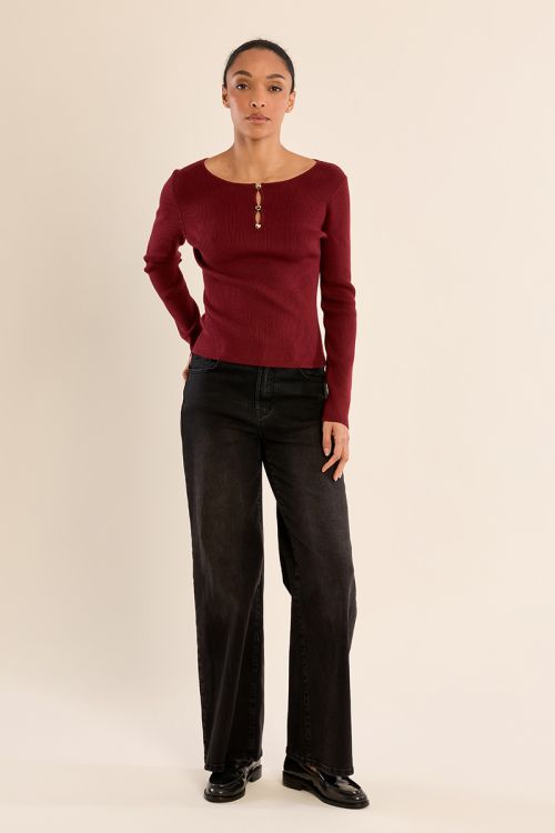 Fine ribbed sweater, fancy buttons