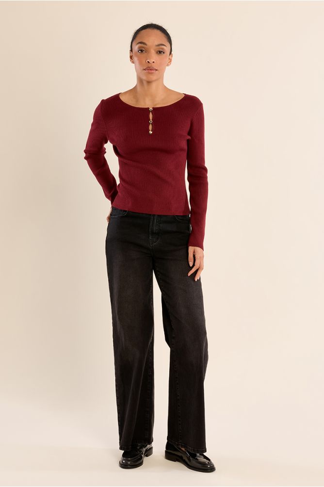 Fine ribbed sweater, fancy buttons