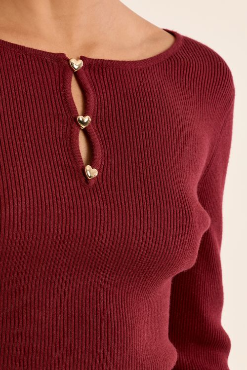 Fine ribbed sweater, fancy buttons