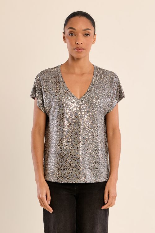 T-shirt col V irisé