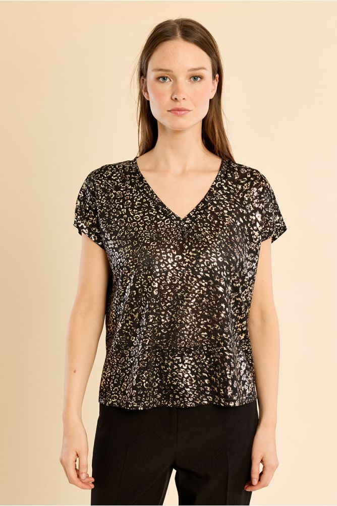 T-shirt col V irisé